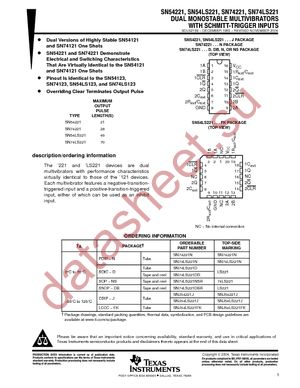 SN74LS221NSRE4 datasheet  